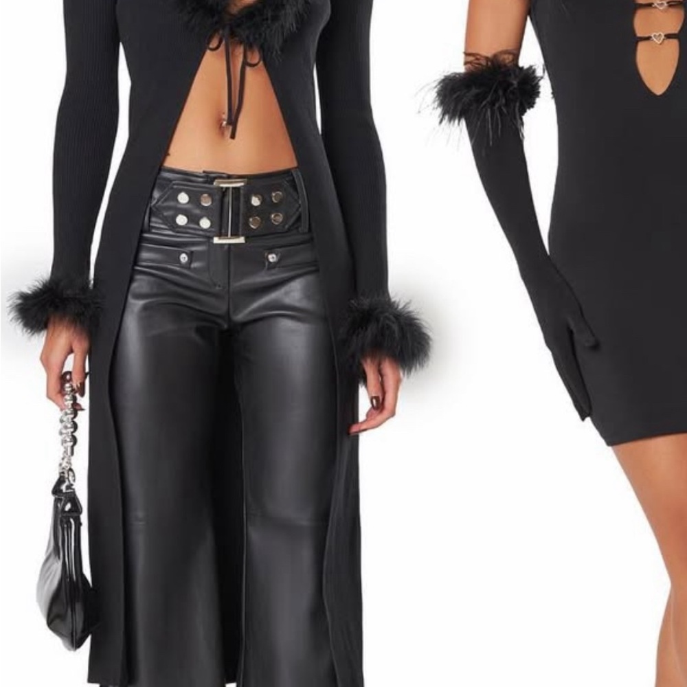 The kript Chic Black Faux Fur Trim Cardigan